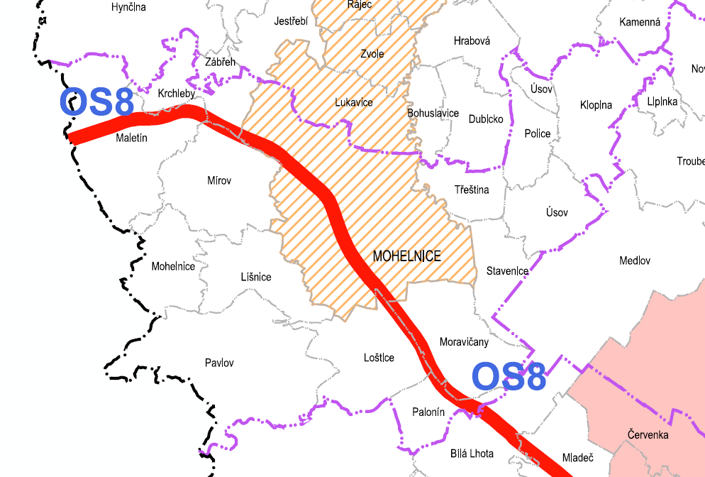 Výřez z platného výkresu uspořádání území Olomouckého kraje vymezení rozvojových os a oblastí Pro rozvojovou oblast RO 2 platí mimo jiné tyto úkoly pro územní plánování: řešit územní souvislosti