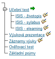 E-learning v ISIS studijní opory 11 Test Slovníček pojmů Mapa opory Další objekt bude jiného typu: Název: Záznamy výuky Typ části: obsahová část Typ: odkaz na externí stránku odkaz: http://multimedia.
