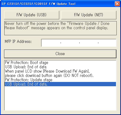 7. Zkontrolujte zprávy na displeji ovládacího panelu a aktuální průběh aktualizace v procentech. Firmware Update Updating057% 8.