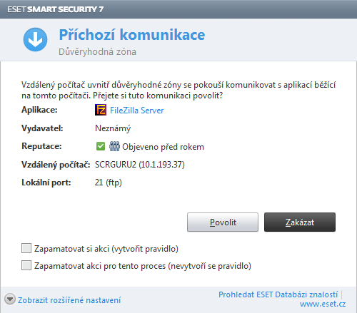 autentifikace probíhat. Soukromý klíč zůstává na autentifikačním serveru, veřejný klíč je potřeba vložit na klientské straně do nastavení zón Personálního firewallu. 4.2.