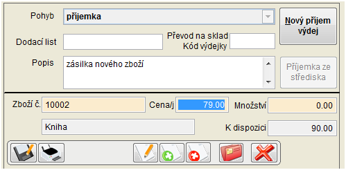Příjemku nového zboží do systému lze provést pouze na skladu 901.