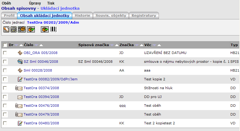 Uživatelská příručka SpS POU Aplikace zobrazí seznam všech UJ, které byly do příslušné spisovny předány a dosud z ní nebyly převzaty.