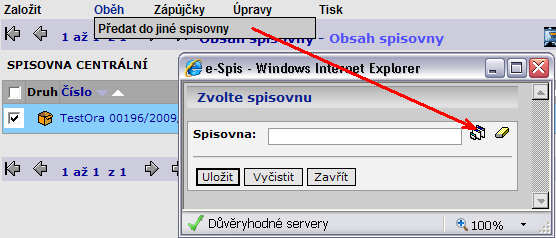 Index Vrácená zápůjčka je odstraněna ze složky Zápůjčky. UJ je dostupná ze složky Obsah spisovny. 6.5.