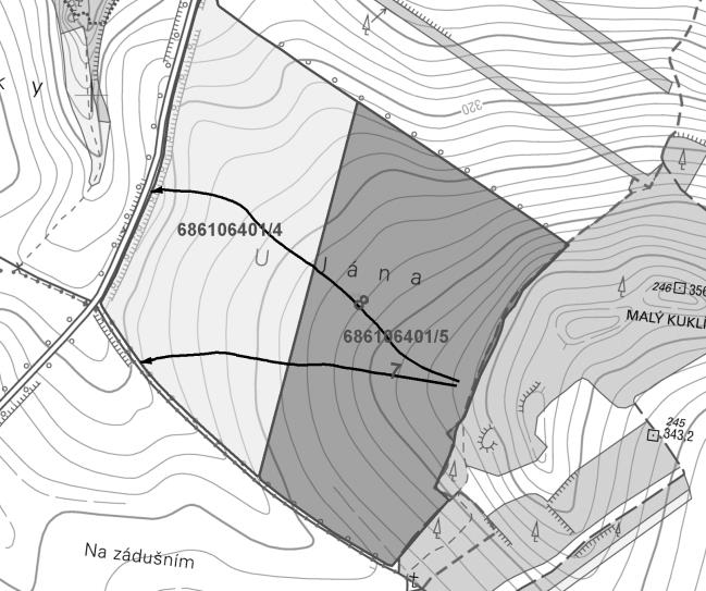 Obr. 18: Umístění charakteristického profilu a podélný řez získaný pomocí nástroje Flow path tracking v prostředí ArcGIS Tab. 11: Profil č.