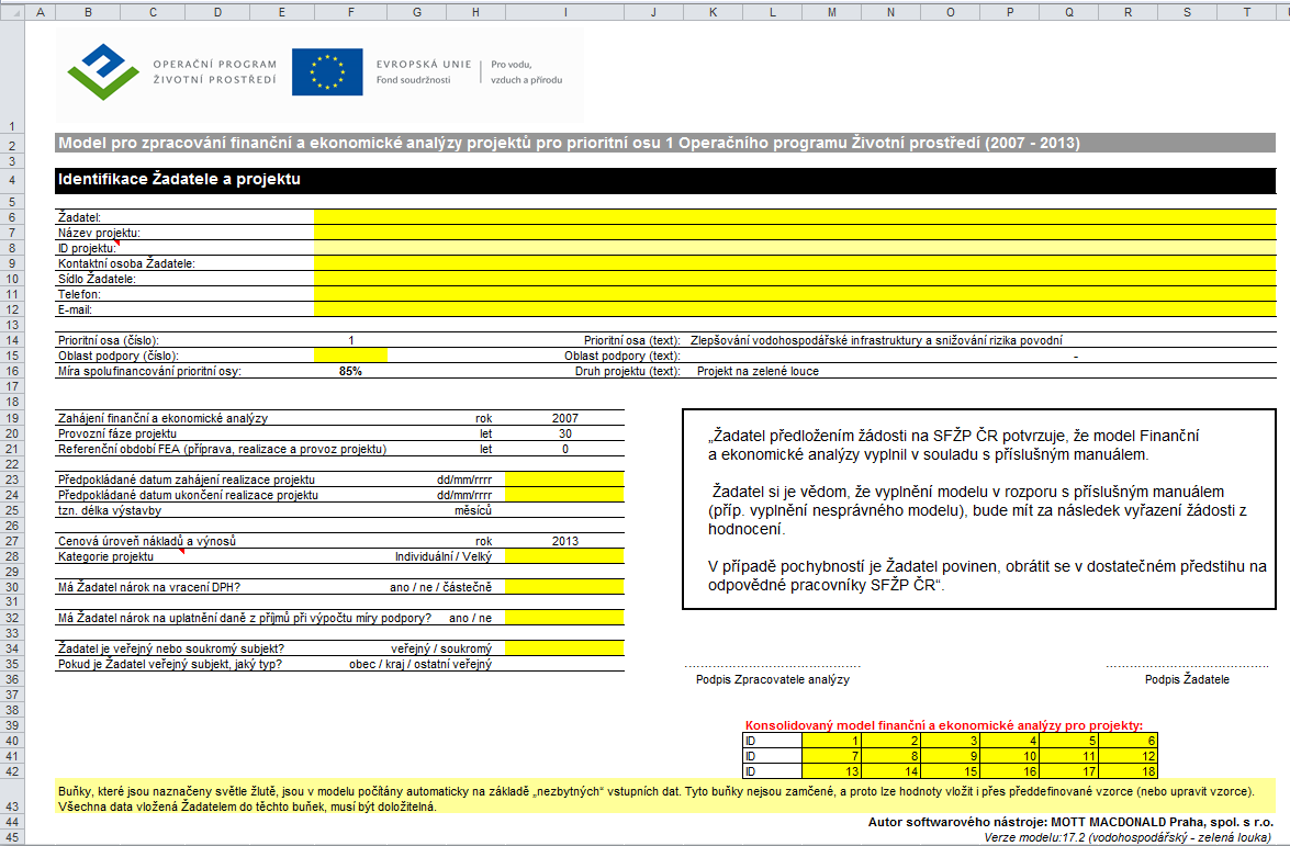 Obrázek 1: List Info Doba realizace konsolidovaného projektu, tzn.