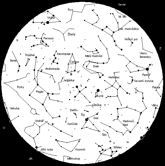 Hvězdná obloha na podzim (září)