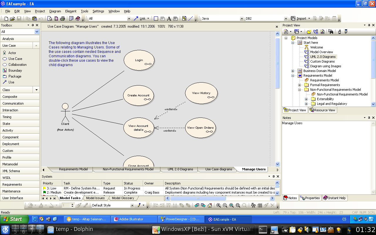 Obrázek 7 EnterpriseArchitect tvorba diagramu 2 3.4.