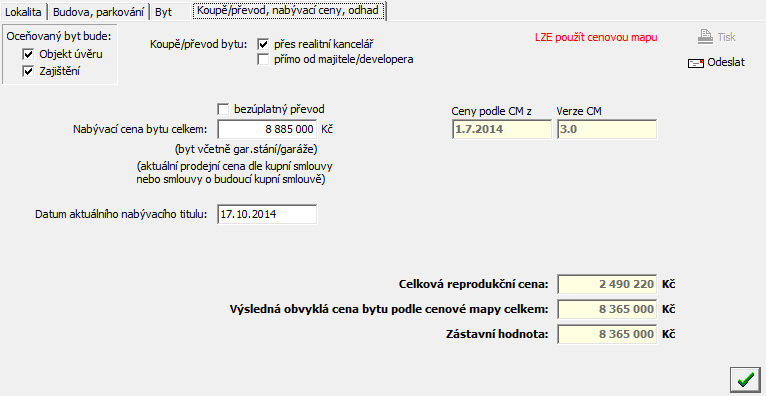 Cena bytu - porovnání Obvyklá cena