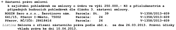 VIII. Práva a závady spojené s nemovitostí: IX.