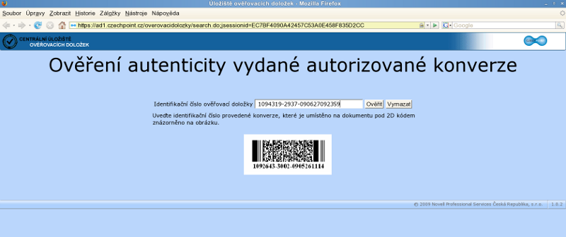 1 Úvod Tento modul popisuje aplikaci Centrální úložiště ověřovacích doložek systému Czech POINT.