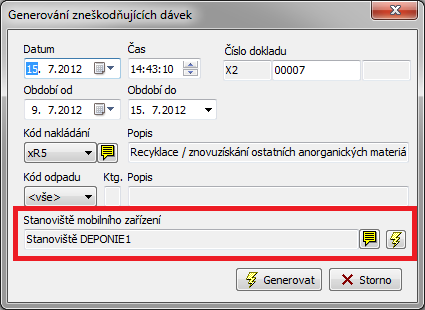 Na skladovém místě typu Mobilní zařízení jsou obě tyto funkce upraveny tak, že zůstatky a jejich následné odepsání z evidence (zneškodňující dávkou nebo převodem do