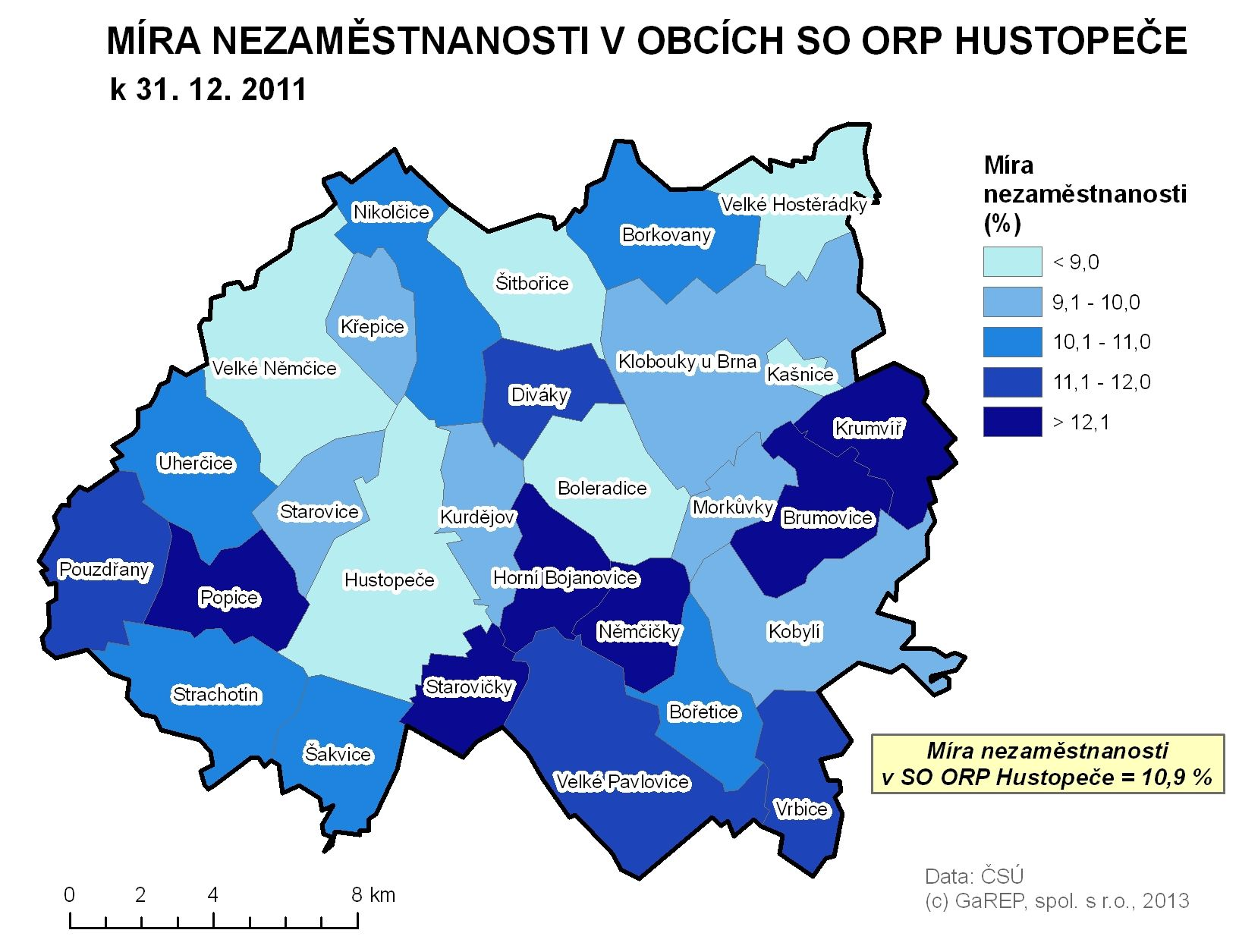 Pro komunitní plánování je závažný zejména nárůst počtu uchazečů o zaměstnání, kterých v průběhu recese výrazně přibylo až na hodnotu 2 247 v roce 2010.