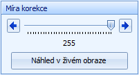 Ovládací panely snímacích zařízení Použití funkce korekce stínů Důležité Míra korekce: pomocí tohoto posuvníku můžete nastavit sílu, s jakou bude korekce aplikována.