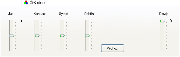 Ovládací panely snímacích zařízení 3. Pomocí posuvníků nastavte živý obraz tak, aby co nejvíce odpovídal hotovému snímku zobrazenému pod ovládacím panelem.