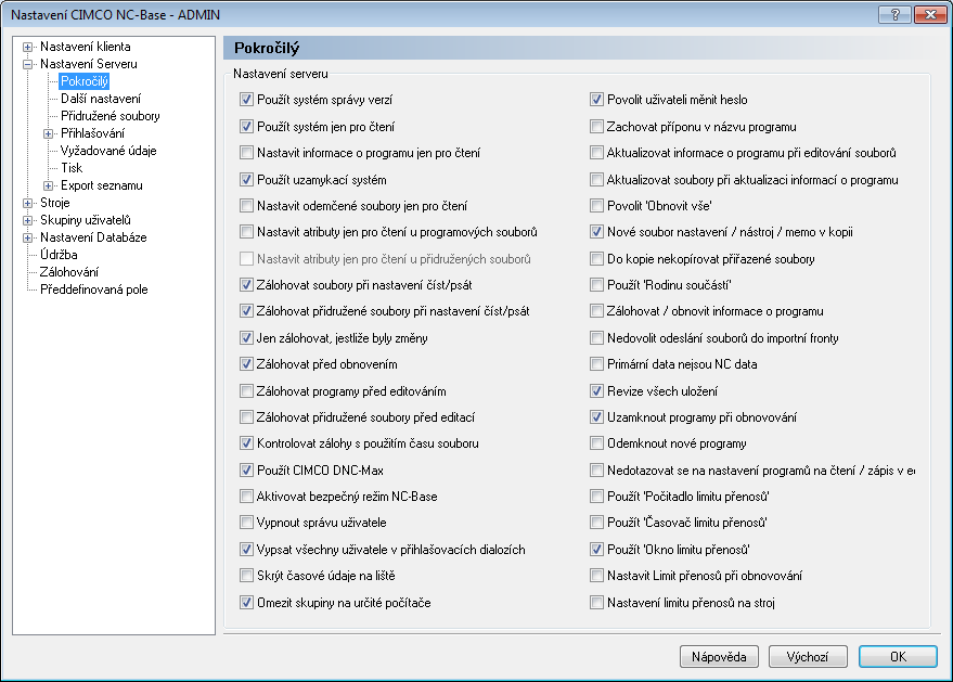 Nastavení NC-Base 167 6.2.1 Pokročilý Tato kapitola popisuje nastavení a použití Pokročilých funkcí serveru NC-Base.