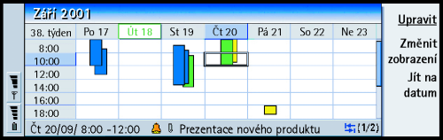 Naplánování týdne Tip: Mù¾ete zvolit rùzné barvy pruhù pro rùzné typy záznamù. Viz Stránka Stav na stranì 117.