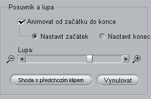 5. Klepněte na volbu Nastavit konec. Poznámka Obrázek 36 Shoda s předchozím klipem Studio nastaví počáteční místo a zoom na koncový bod předchozího obrázku. 6.