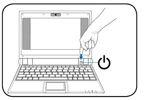 Eee PC nikdy nezvedejte za panel displeje! Nezapomeňte plně nabít baterii před prvním použitím a kdykoli se vybije. Prodloužíte tak délku trvání baterie.