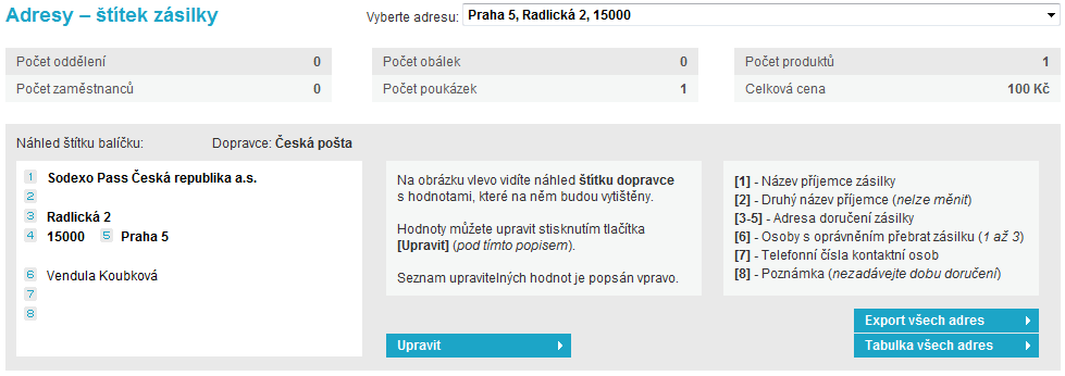 2.5. Kontrola objednávky Zde můžete provést kontrolu celé objednávky před jejím závazným potvrzením. Stránka se skládá ze dvou částí.