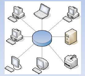 Kruhová topologie (RING) Všechny počítače jsou zapojeny v kruhu, zprávy přechází od jedné stanice