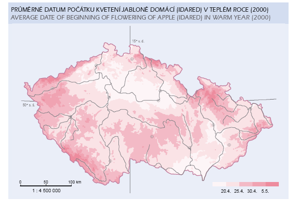 Mapy srovnávací - fenofáze srovnání dvou stejných fenofází v