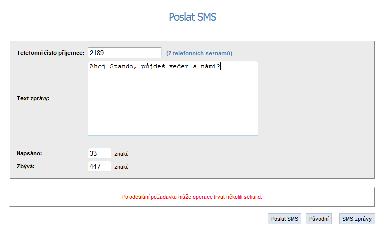 3.7 SMS zprávy Potřebujete li poslat SMS zprávu a nebo si přečíst zprávu přijatou na některou z Vašich stanic, klikněte na menu Přehledy a následně na položku SMS zprávy.