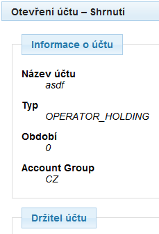 Dokončení otevření účtu Toto téma je dalším krokem procesu žádosti o otevření účtu. Popisuje, jak můžete zkontrolovat zadané údaje a žádost odeslat.