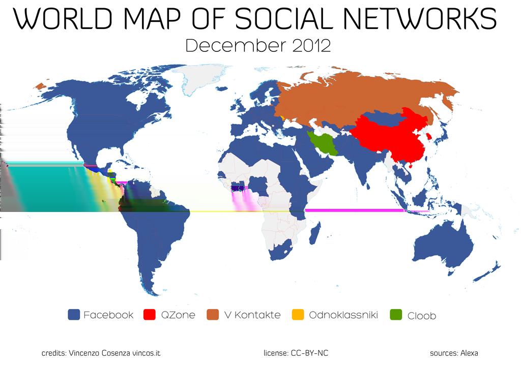 1. Sociální sítě Obrázek 1.2: Mapa nejpopulárnějších sociálních sítí světa [12] 1.3.1.1 Historie Vzniku sociální sítě Facebook předcházela webová aplikace Facemash, kterou Marc Zuckerberg vytvořil v roce 2003.