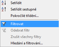 An system 02.00 Třídění a filtrování seznamů Při kliknutí na libovolné záhlaví sloupce v seznamu dokladů, položek nebo číselníku se seznam setřídí podle daného sloupce.