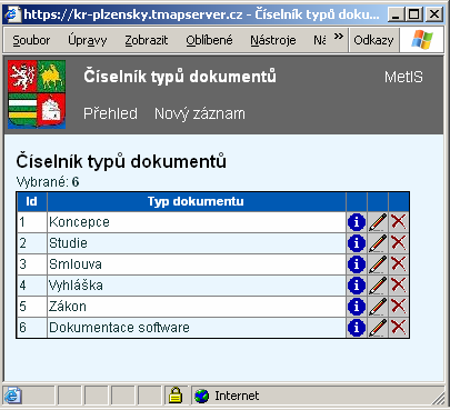 Číselník osob K objektům datová sada, vrstva a mapová služba je možno v menu podrobné editace (viz dále) uvést autora a spoluautora. Ty je možno zapsat přímo nebo vybrat z číselníku.