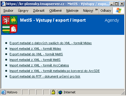 3.9 Modul ShellExtract Volitelným modulem METIS je ShellExtract, který podstatně usnadňuje vkládání metadat a propojuje vlastní data v informačním systému s jejich popisem v aplikaci.