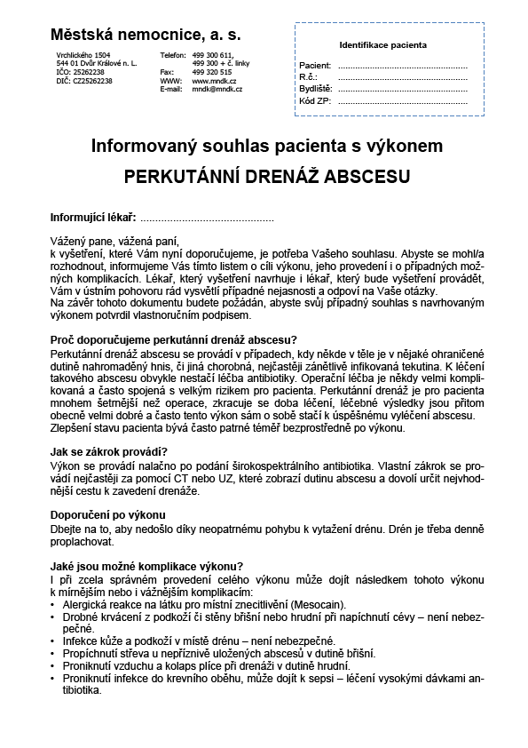 INFORMOVANÝ SOUHLAS PACIENTA S