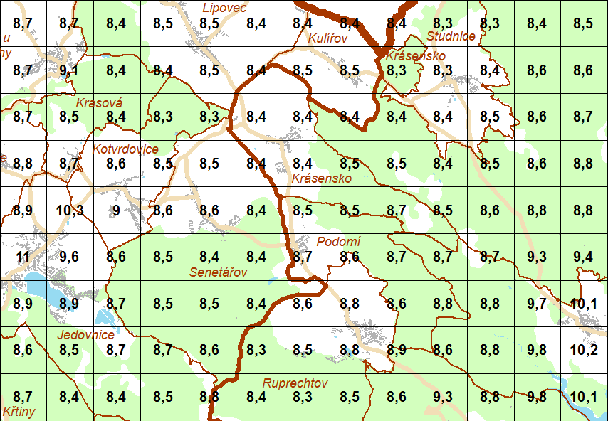 Obr. 9 Pětiletý průměr průměrných