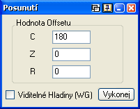 Výuka Frézování/Soustružení Zapněte Obalovou geometrii. Zobrazení geometrie z čelní plochy jasně ukáže jak je geometrie obalena na zadaném průměru. Označte obalený tvar. Vyberte Změny > Posunutí.