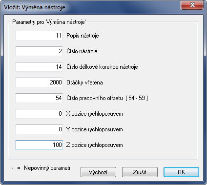 NC Funkce 46 Popis Použijte toto pole pro zadání popisu zvoleného parametru.