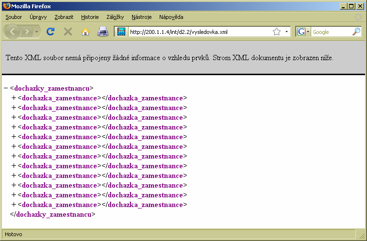 Docházka 3000 Export dat v XML formátu Docházkový systém obsahuje od verze 6.33 z 12.7.2012 podporu pro export sumárních dat výsledovky rozšířený o některé další položky do souboru ve formátu XML.