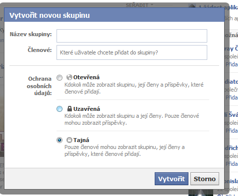 JAK ZALOŽIT A SPRAVOVAT SKUPINU Skupinu lze založit jednoduchým kliknutím na odkaz Vytvořit skupinu v levém sloupci na hlavní straně FB.