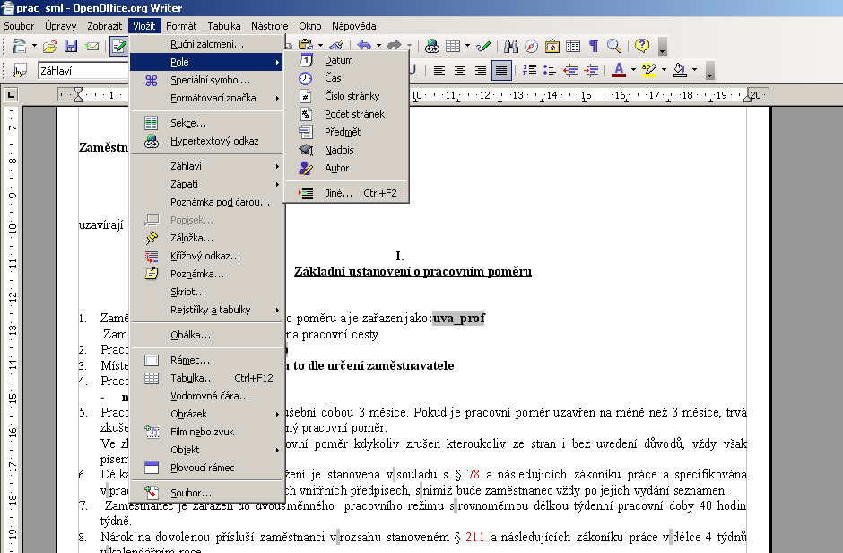 V Ms Word 2007 můžete tyto textová pole formuláře do dokumentu přidávat pomocí volby v horním menu: Zobrazit panely nástrojů Formuláře.