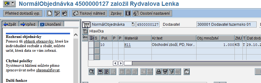 Příklad č.3- došlá logistická faktura v Kč 1.