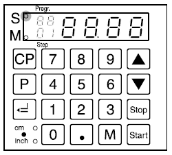 Práce s programy: Zmáčkněte P na displeji bliká Pr. 01 99 zadejte číslo programu Pomocí tlačítek a můžete volit mezi programy. Pomocí tlačítka Start najede doraz na zobrazenou míru.