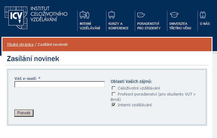 Informace o vzdělávání zaměstnanců na VUT v Brně Registrace do