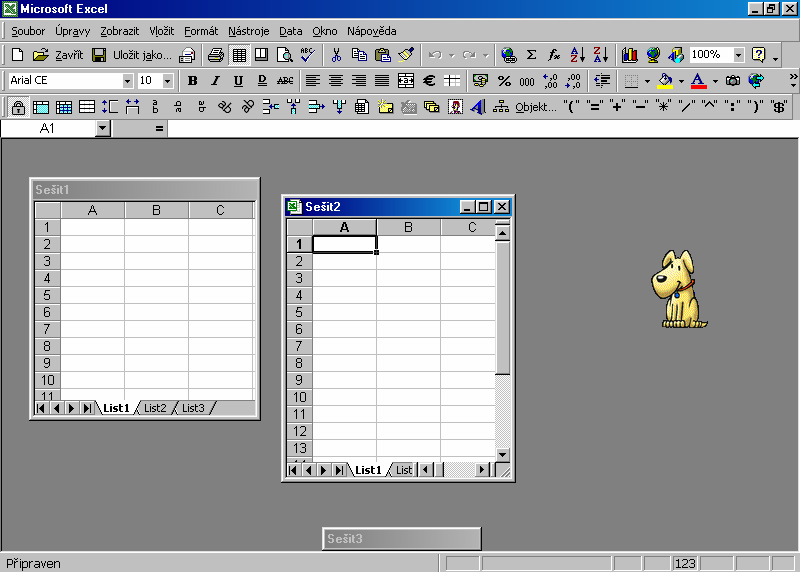 Takové rozhraní, jaké má Excel 2000 se označuje zkratkou MDI ( Multiple Document Interface ). Toto rozhraní je náročné na udržování velikosti dětských oken a vztahů ( děti-rodič, děti-děti ).