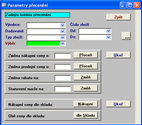 26 Title of this help project uživatel stanoví požadovanou výši rabatu a systém vypočte novou cenu prodejní [prodejní cena v Kč] = [nákupní cena v Kč] / (1 - [rabat]) Změna marže: uživatel stanoví