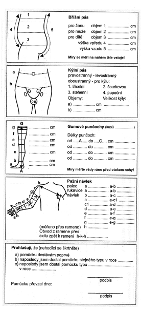 Obr. 9: Vzor poukaz na léčebnou a ortopedickou pomůcku Poukaz přední strana Poukaz zadní strana Rubová strana poukazu slouţí k: - záznamu tělesných rozměrů pacienta (u pomůcek typu návleků,