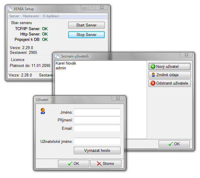 3. XENIA - administrace 3.1. Přidání uživatele Přidávání nových uživatelů i změna uživatelských údajů je možná kdykoli za provozu systému.