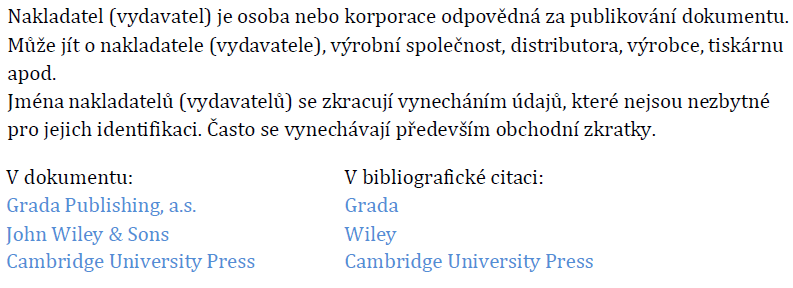 42 27 Struktura bibliografické citace Nakladatelské údaje