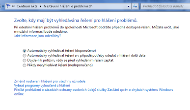 2.5. Vypínání hlášení Centra akcí Součástí W_7 je aplikace Centrum akcí. Nahrazuje Centrum zabezpečení, na které jsme byli zvyklíve Windows XP a Windows Vista.