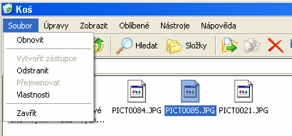 MS WINDOWS - PRÁCE S KOŠEM Při mazání objektů se často můžeme dopustit omylu a vymazat dokument nebo jiný objekt, který ještě potřebujeme.