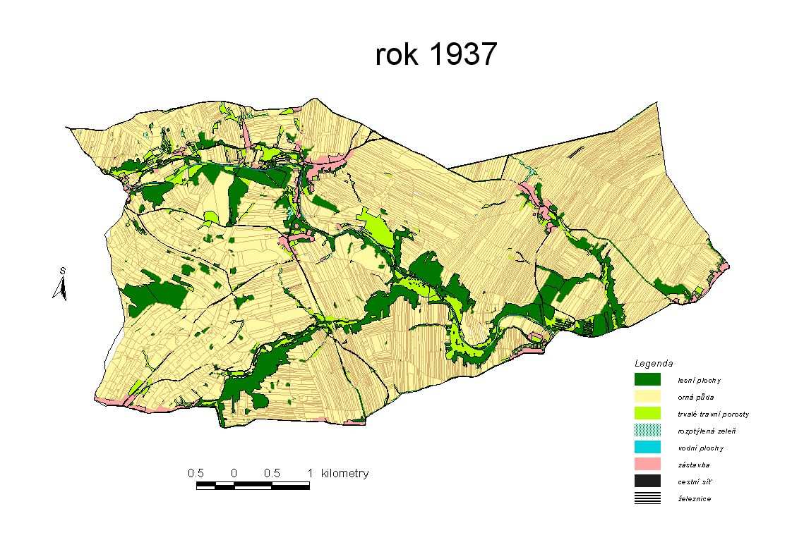 1995 Analýza vývoje krajiny Ruční vektorizace s