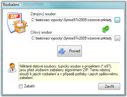 20 SYMOS '97 Projektový soubor SYMOSu (přípona S97) je standardně komprimovaný XML soubor. V případě potřeby jej můžete tímto nástrojem rozbalit. Kliknutí na šipky prohodí zdrojový a cílový soubor.